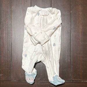Cozy Cream Baby Onesie with Blue Accents
